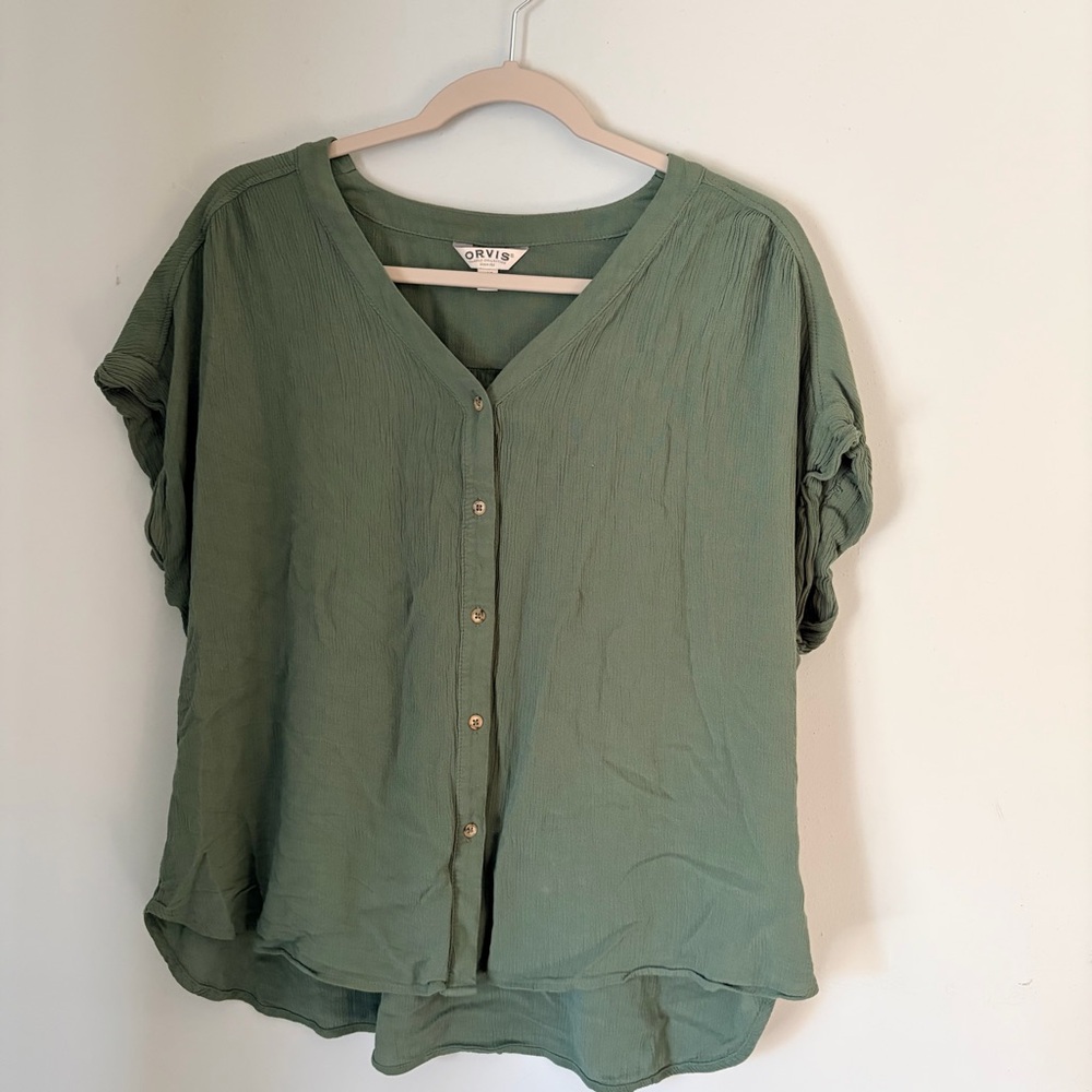 Orvis Women's Olive Button-Down Shirt
